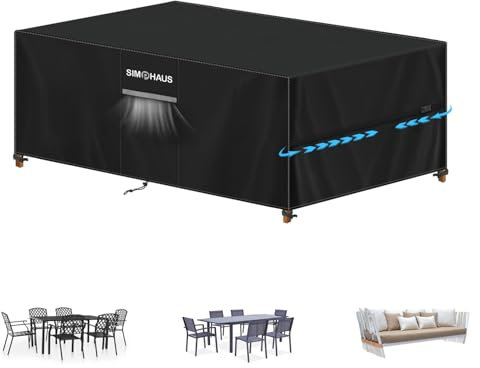 SIMPHAUS Abdeckung für Gartenmöbel Wasserdicht,420D Oxford Gewebe Tischabdeckung Outdoor Wetterfest Schutzhülle Lounge Gartenmöbel Abdeckung für Tisch,Terrassenmöbel,Balkonabdeckung 200x80x75cm