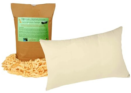 Fangomed Zirbenkissen Premium, Schlafkissen-/Kopfkissen mit reinen, natürlichen Zirbenflocken befüllt, im Herstellerset; (beige, 40 x 80 cm)