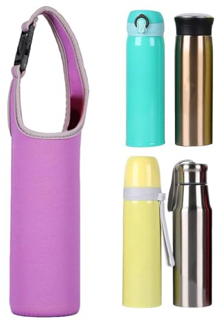 Water Bottle Holder, Insulated Drink Pouch, Adjustable Strap, Protective Sleeve, for Gym, Travel, Outdoor Sports Ideal for Fitness Lovers, Travelers, Lifestyles, 50g 400-600ml, Dark Purple,