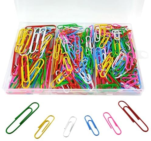 Paper Clips Assorted Size 400 Pieces,Large Medium Small Coloured Paperclips,Durable and Rustproof Paper Clip for Paperwork Office School Document Organization(28mm, 33mm, 50mm)