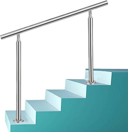 Edelstahl-Bodenmontage für Außentreppen, verstellbares Treppengeländer für 3 4 Stufen, inklusive Installationsset, ideal für Decks und Veranden (Höhe 105 cm)