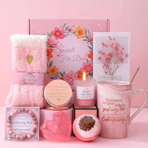 Geschenke für Frauen, Geburtstagsgeschenk für Frauen, Weihnachten, Geschenk Muttertag, Geburtstagsgeschenk für Freundin, Schwester, Mama, Beste Freundin Kaffeebecher und Geschenkset Bad-Entspannung