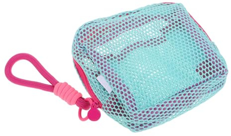 Healeved Compact Mesh Travel Pouch with Lanyard for Cable Management and Accessories Lightweight Square Toiletry Bag for Organizing Cosmetics Keys and Electronics