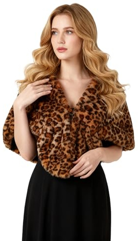 powerking Long Women's Faux Fur Collar Scarf Wrap, Cold Winter Neck Warmer Collar Stole Scarf Shawl Shrug for Party