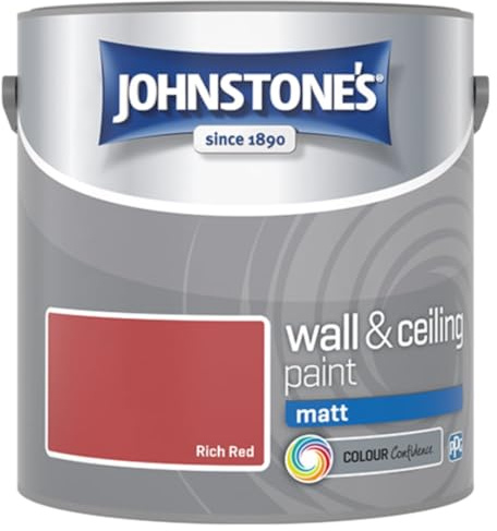 Rich Red Johnstone’s Wall & Ceiling Matt Paint 2.5L – Smooth Matt Finish, Excellent Coverage, Quick Dry, Low Odour Interior Paint for Walls & Ceilings
