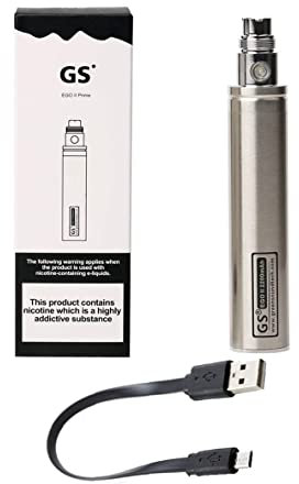 Electronic Cigarette, 2018 Enhanced GS EGO II 2200mAh E-Cigarette Vape Battery with Micro USB Charger 510 E-Shisha E-Cigar Vaporizer Nicotine Free - Silver