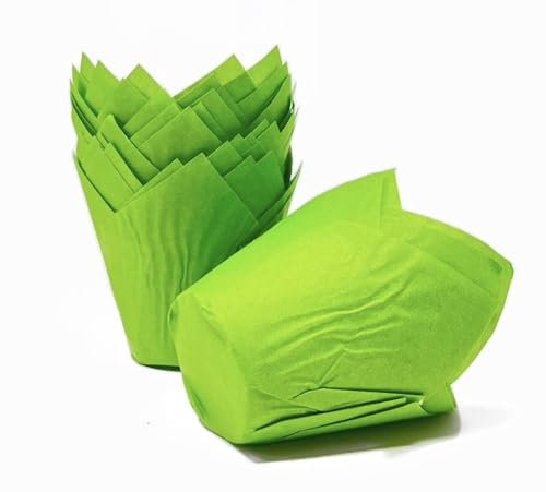 Bakery Direct 50 Standard Size Tulip Muffin Wraps Cases Colour Green