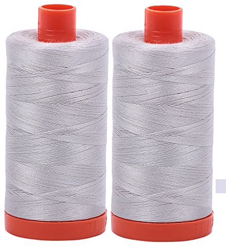 Aurifil Mako Thread 50 Thread Count 2 Large Spools Aluminium (2615)