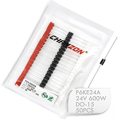(Packung mit 50 Stück) Chanzon TVS Dioden P6KE24A P6KE24 600W 24V DO-15 (DO-204AC) Axial Unidirektionaler Kanal 600 Watt 24 Volt
