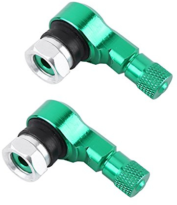 Aramox Valvole per Pneumatici, 2pcs 11,3mm Universale Motociclo in Alluminio Ruote Valvola Pneumatici Cappucci 90 Gradi (Estensioni Stelo Valvola)(Green)