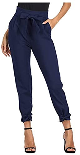 Pantalon Cigarette à Carreaux Femme,Overdose Soldes Femmes Printemps Pantalons Fuselé Slim Taille Haute Casual Trousers Court