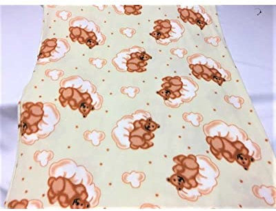 Tessuto pile antipilling nuvole orsetto stampato alto 150 cm