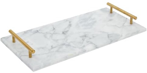 Juvale Rectangle Marble Tray with Handles (38 x 19 x 1 cm)