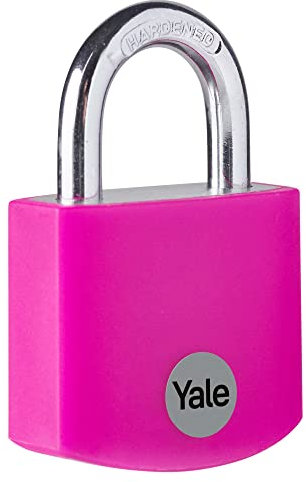 Yale - YE3B/38/119/1/P Cadenas de sécurité standard en aluminium de 38 mm – Rose – Anse ouverte en acier trempé – 3 clés