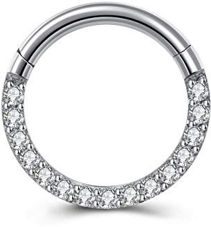 PiercingJak 16G Chirurgenstahl Segmentring Clicker Creolen Septum Tragus Helix Ohr Piercing Silber Zirkonia Nasenpiercing Lippenpiercing Ring 8mm