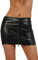 MISS NOIR Damen Wetlook Sexy Minirock (S-3XL) Lederlook Kurze Party Rock mit Reißverschluss Clubwear Röcke, Schwarz (2085-BK), M