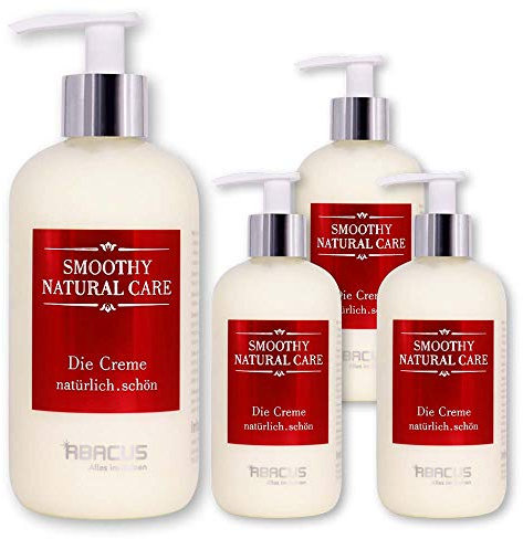 ABACUS® 4x 300 ml Smoothy Natural Care - Die Creme Handcreme Körpercreme mit Shea-Butter, Avocadoöl, Jojobaöl (7649.4)
