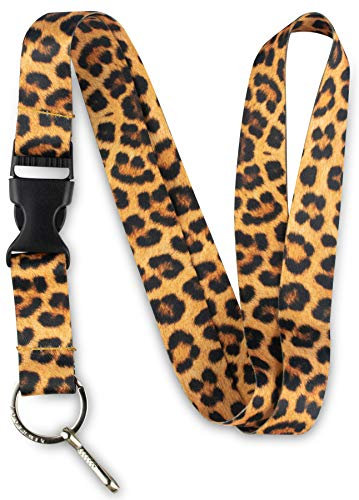 Limeloot Schlüsselband mit Leopardenmuster für Schlüssel, Ausweise, Zubehör – Umhängeband für Damen und Herren, mit Schnellverschluss-Schnalle und flachem Ring