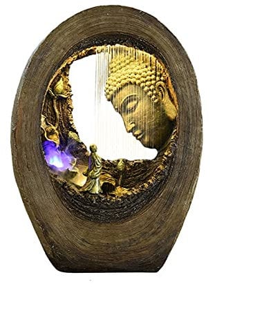 zxb-shop Water Fountain Desktop Ornament 34.6-inch Tall Indoor/Outdoor Meditating Buddha Water Fountain Yard Décor - Buddha Tabletop Zen Fountain for Home Office Decor Zen Meditation Fountain Crafts