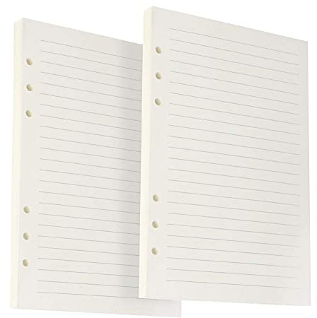 2 Packung A5 Papier Liniert, 6 Löcher Nachfüllpapier Leere Nachfüllseiten Refill Paper Ersatzblätter für Filofax A5, Notizen, DIY, Bullet Journal, Skizze, Malerei, Insgesamt 72 Blätter