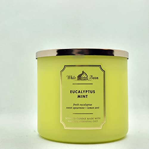 Bath & Body Works, White Barn Kerze mit 3 Dochten, mit ätherischen Ölen, 411 g, Duft: New Core (Eukalyptus Mint)
