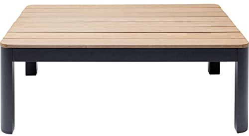 Kare Design Couch-/Esstisch Happy Day, Schwarz, Balkontisch, Aluminiumgestell, Tischplatte in Holzoptik, Höhenverstellbar, 33x90x71 cm (H/B/T)