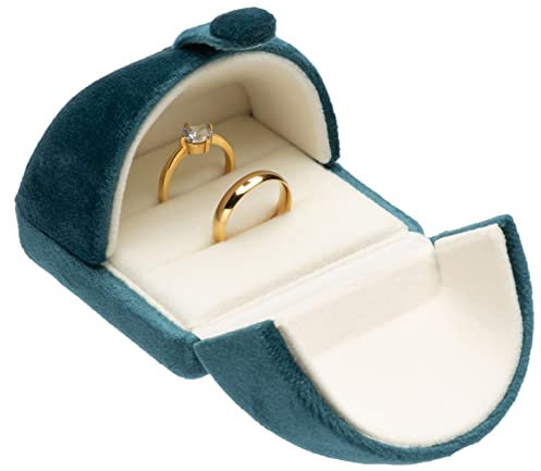 POKOFO Double Velvet Jewelry Packaging Display Storage Case Wedding Ring Gift Box (Peacock Blue)