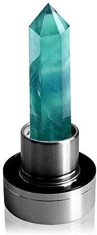 Tyuodna Crystal Water Bottle, Removable Natural Crystal Quartz Glass Water Bottle, Healing Natural Quartz Water Bottle, Portable Proof Leak Gemstone Bottle 550ml (Green Fluorite Crystal)