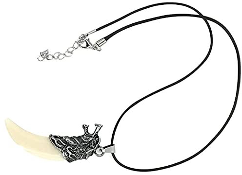 BEAUTYBIGBANG Leder Halskette für Herren mit Anhänger Wolfszahn Halsanhänger mit Halskette hochwertiger Halsschmuck glänzend Schmuck neuestes Modell Zahn Wolf für Damen Herren Kinder