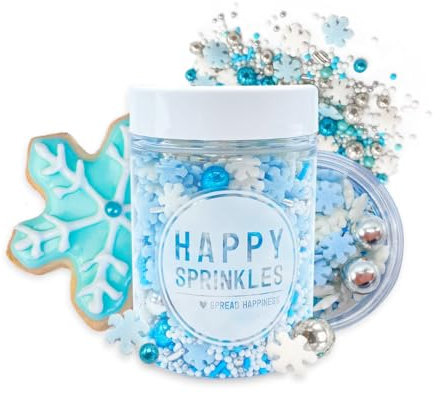 Happy Sprinkles Frost Queen 90g | Bunter Streusel Mix mit Schokolade für winterliche Tortendeko | Ideal für Kekse, Eis & Kuchen