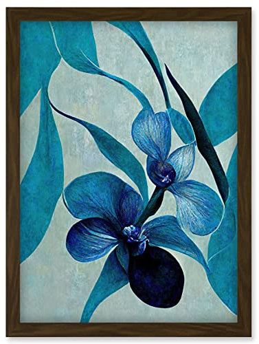 Doppelganger33 LTD Modern Abstract Blue Orchid Modern Artwork Framed Wall Art Print A4