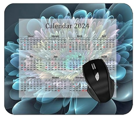 YENDOSTEEN Mauspad 2024 Kalender, Caterpillar Grass Flowers White Gaming Mauspad PAD#867 220 * 180 * 3 mm