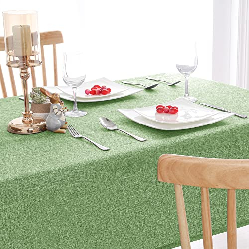 Hiasan Tischdecke Leinenoptik Eckig Tischtuch Wasserabweisend Tischwäsche, 1 Stück, 135 x 160 cm, Grün