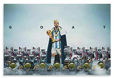 JIANJIE Messi World Fußball Champion Poster King of The Ball Goat (2) Leinwandbild Poster und Wandkunst Bild Druck Modern Famil