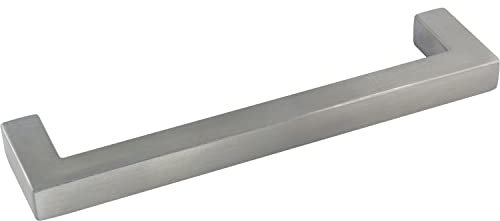 ACCURIDE MG.214192.20 LA 192 mm, Technik-Team Schubladengriff Megrez, Breite 207 mm, Möbelgriff eckig, Edelstahl gebürstet, Silber
