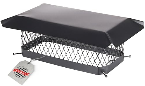 HY-Guard HY-C Kaminabdeckung aus verzinktem Stahl – schwarze Schornsteinkappe, einfach angeschraubte Kaminabdeckung, Kaminabzugsabdeckung für vorhandene Rauchfliesen, Schornstein-Entlüftungskappe mit