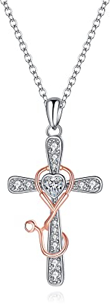 Fryneauy Stethoskop Kreuz Kette Anhänger 925 Sterling Silber Medizinischer Schmuck Stethoskop Halskette für Arzt Krankenschwester Medizinstudent RN Krankenschwester Geschenke für Damen