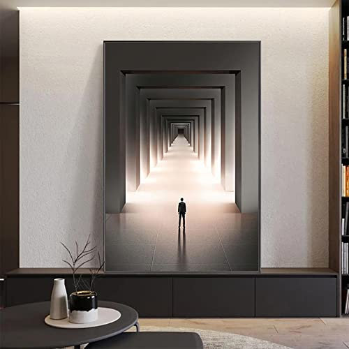 BIEMBI Abstrakte gerahmte Wandkunst, endloser Korridor, Leinwand-Poster, Druck, moderne Inneneinrichtung, Gemälde, nordisches Wohnzimmerbild, 50 x 70 cm, Rahmen