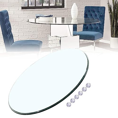 WORDFUN Vidrio Templado Transparente Tapa De Cristal For Mesa Redonda, 7MM De Grosor, Tablero De Vidrio Redondas, Color De Transparente Material De Vidrio, para Mesa De Comedor Cocina Jardín