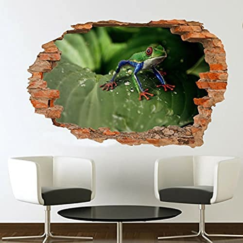 Sticker mural 3D Forêt tropicale Grenouille colorée Stickers muraux 3D Art Mural Room Office Shop Decor 45x68cm