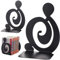RICOO Buchstütze Schwarz, Bücherhalter für Regal, Bücherstützen, Buchstopper BS203Bx2, Book Holder, Buchstützen Metall Vintage, 1 Paar (2 Stück)