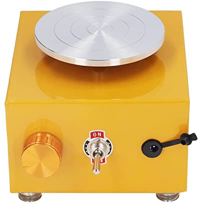 Fockety Mini Macchina del tornio per Adulti, tornio Elettrico per Bambini a 0-2000 Giri al Minuto, Strumenti di modellazione 'Argilla Fai da Te con Vassoio Girevole, Bacino Staccabile (EU)