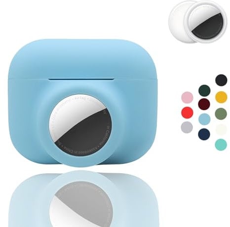 【2 in 1】CAQAKA Anti-Scratch Anti-Fall Anti-Lost Protective Cover Compatible with AirPods Pro and AirTag, Soft Silicone Protective Case for Boys Girls Womens Mens