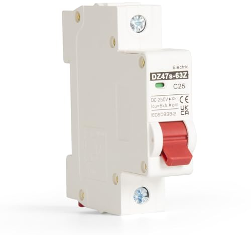 DEWIN DC Interruttore Automatico Miniaturizzato 1P 250V 25A Magnetotermico 25A Interruttore a Circuito per Isolatore CC per Sistema Solare Fotovoltaico