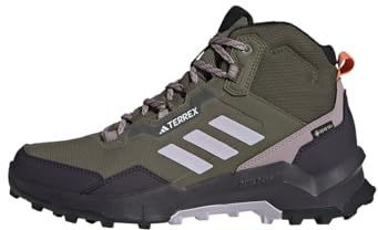 adidas Women's Terrex AX4 Mid Gore-TEX Hiking Shoes, Olive Strata/Silver Dawn/Fig, 4.5 UK