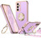 XYZ Coque pour Samsung Galaxy S23 FE, avec Double Anneau de Support Cœur, avec Lanière pour Filles et Femmes, Coque de Protection Luxe Mignonne et Scintillante pour Samsung S23 FE, Violet