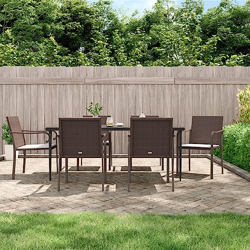 Camerina Gartenstühle mit Kissen 6 STK. Braun 56x59x84 cm Poly Rattan Rattansessel Sklum