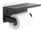 Matt Black Wall Mounted Toilet Roll Paper Holder With Cover, Sturdy Suction Toilet Roll Holder, Black Paper Rolling Holder Bathroom Self Adhesive Shelf Toilet Paper Holder