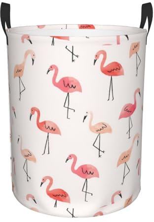 Panier à linge sale flamant rose – Rond, durable simple tissu Oxford, deux tailles