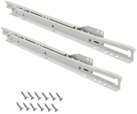 1 Paar Schubladenschien Kunststoffräder Rollenführung Schubladenführungen Schubladenauszug, 300mm Weiß